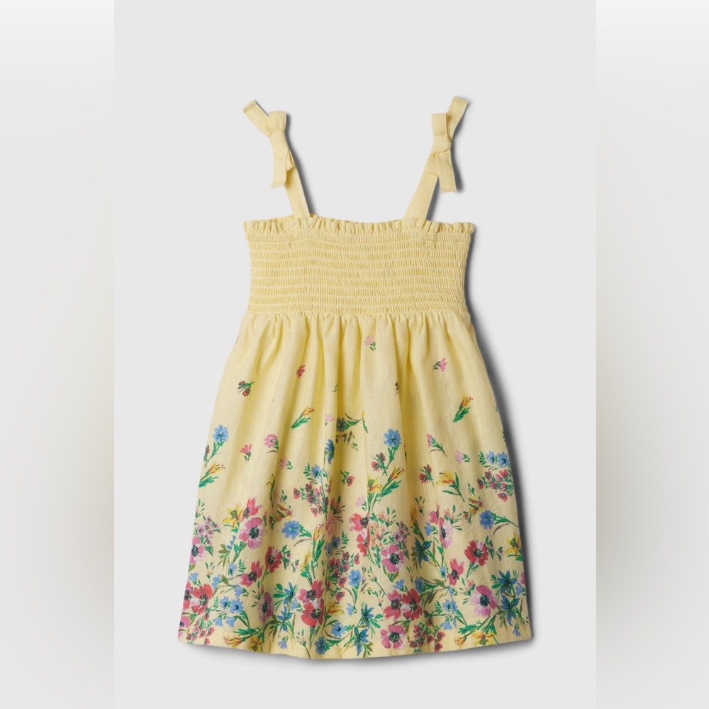 babyGap Linen-Cotton Smocked Dress - Yellown